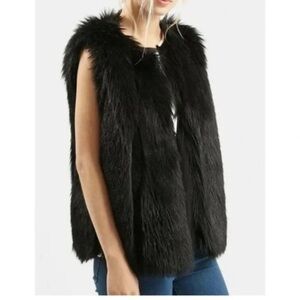TOPSHOP black faux fur vest